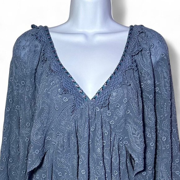 Free People Boho Paisley Floral Embroidered Mini Dress - Picture 2 of 8